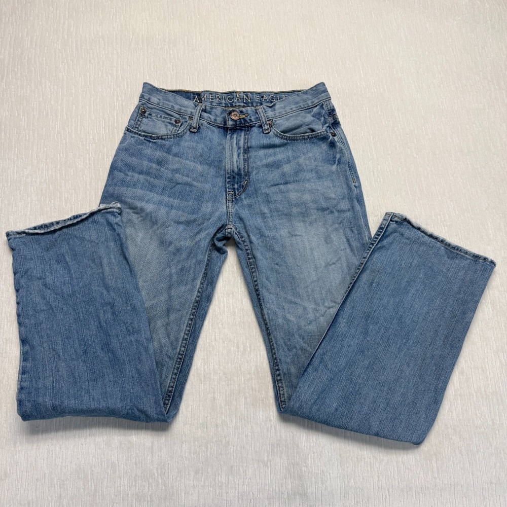 American Eagle AEO Straight Jeans Mens 29x32 Blue Denim Cotton Low Loose Basic